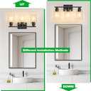 Unicozin 3 Light Bathroom Light Fixtures, Modern Vanity Lights Over Mirror, Black Wall Lamp with Clear Glass for Living Room Cabinet Bedroom Porch