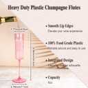 Ciaell 24 Pack Pink Plastic Champagne Flutes - Pink 6 Oz Disposable Champagne Glasses - Square Plastic Toasting Glasses for Party Birthday Anniversary Wedding & Mother's Day