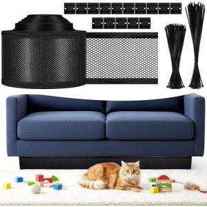 Under Couch Blocker with 40 Cable Ties, 394" x 4" Under Bed Blocker for Pets and Toys from Entering, Easy to Install Under Furniture Blocker, Couch Accessories (Black)