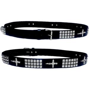 Skull Belt Punk Rock Waist Belt with Rhinestone Buckle and Rivets for Men and Women 
