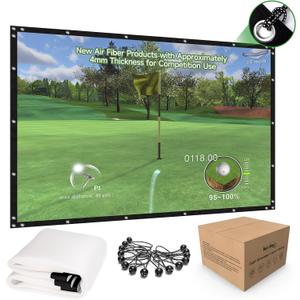Golf Simulator Impact Screen Professional 3D Air Mesh Screen for Home/Indoor Training, Golf Projector Hitting Net for Practice with Grommet Holes, 7 Size Options, 10' x 6'6"