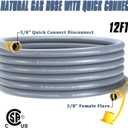 12FT 3/8" Natural Gas Hose, Low Pressure LPG Hose with Quick Connect, For 5249 Blackstone Griddle Weber, Char-Broil,Pizza Oven, Patio Heater and More NG Appliance Propane to Natural Gas Conversion Kit