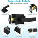 Estmoon 1 Pack Passage Door Handle Matte Black Door Lever, Interior Door Knob Square Heavy Duty Non-Locking Handlesets Hall Closet Handle, Reversible for Right & Left Sided Doors