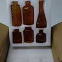 12Pcs Glass Bud Vase Set, Small Dark Brown Flower Vase for Centerpieces, Bud Vases in Bulk, Mini Vintage Vase for Rustic Wedding DecorationsAmber