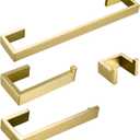 BAGNOLUX Brushed Gold Towel Bar, Bath Towel Holder 304 Stainless Steel, Towel Racks for Bathroom, Square Bathroom Accessories Set Towel Bar Set Heavy Duty, Brushed Light Yellow Gold