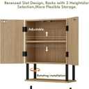 RUSTOWN Farmhouse Bathroom Wall Cabinet with 2 Door, 3-Tier Curved Profile Wooden Medicine Cabinet, Wall Mounted Storage Cabinet with Adjustable Shelf and Towel Bar (Natural, Small)