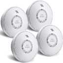 Ecoey 10-Year Smoke and Carbon Monoxide Detector, Dual Sensor Smoke CO Alarm with Built-in Battery and Silence Function,FJ183-A,4 Packs