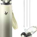 Enerbone 32 oz Insulated Water Bottle, Stainless Steel Bottle with Carrying Strap, Double-Wall Vacuum Insulation Design, Leakproof Sports Bottle with Straw, Keep Drinks Cold or Hot for Hours (Mist)