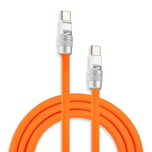chubbycable Chubby 2.0 USB C 240W Fast Charging Cable Silicone Soft Durable USB C Cable Extra Thick Charger Cord Compatible with iPhone 17-15 Series iPad, Orange, Type-C to Type-C, 9.8FT