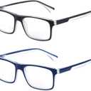 Missfive 2-Pack Light Bifocal Reading Glasses for Men, Blue Light Blocking Near/Far Dual-use Spring Hinge Readers, Anti UV/Eye Strain Comfort Quality Computer Eyeglasses, 1.5x