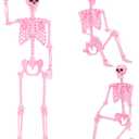 Tellingyou 5.4Ft Pink Halloween Skeleton, Full Body Life Size Skeleton Bones with Movable Joints, Plastic Human Bones for Halloween Graveyard Haunted House Party Decoration