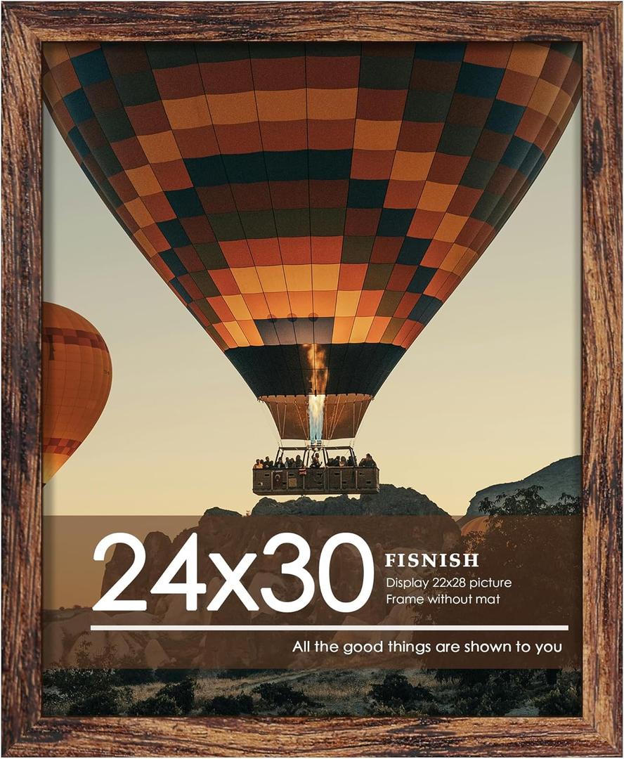 24x30 Poster Frame, Brown 24 x 30 Frame for Horizontal or Vertical Wall Mounting, 1 Pack