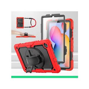 SEYMAC stock Case for Samsung Galaxy Tab S6 Lite 10.4 (2024-2020) with Screen Protector Pencil Holder [360 Rotating Hand Strap] &Stand, Drop-Proof Case for Galaxy Tab S6 Lite Tablet, Red/Black