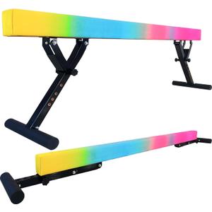 Adjustable Balance Beam for Kids, 8FT Gymnastics Beam with Anti-Slip Legs, High and Low Floor Beam for All Gymnastics Levels, Professional Gymnastic Equipment for Home, Gym Center (7"-29", Fading Pink)