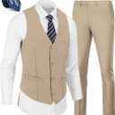 Mens Suits Vest Pants Set 2 Pieces Slim Fit Wedding Groomsmen Suit for Men Formal (X-Large, Champagne)