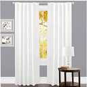 GFI LINEN CLUBS White Cotton Tab Top Curtains – 50x108 inch Window Panel Set, 2 Panels for Living Room, Bedroom or Bathroom, White