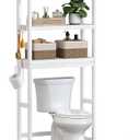 SONGMICS Over The Toilet Storage, 3-Tier Over Toilet Bathroom Organizer with Adjustable Shelf, 10.2 x 24.8 x 66.9 Inches, Space-Saving, Cloud White UBTS01WT