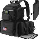 TIDEWE Tactical Range Backpack with Removable Divider, Handgun Backpack with 4 Pistol Case, Range Bag with Hard Glasses Case (Black)