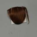 BOGSEA Bnags Hair Clip- Medium Brown Fake Bangs 100% Real Human Hair Extensions Wispy Bangs for Women Fringe with Temples Hairpieces Curved Bangs for Daily WearMedium Brown Wispy Bangs