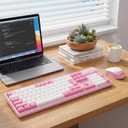 Tongyangat Wireless Keyboard and Mouse Combo, 2.4G Full-Size Keyboard Mouse Set, Plug & Play, Quiet Click, Ergonomic Design, Compatible with Windows, Mac, Laptop, Desktop, Computer (T906-Pink)