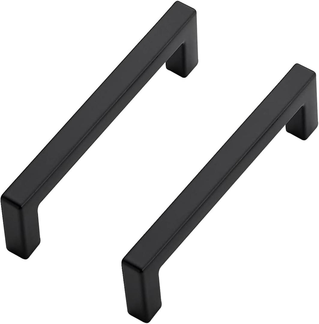 Ravinte 25 Pack Solid 3-1/2 Inch Center to Center Slim Square Bar Drawer Handles - Cabinet Hardware in Matte Black - Kitchen Handles and Pulls