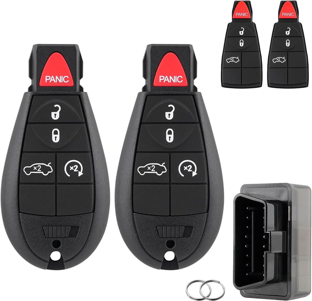 Key Fob Remote Replacement for Dodge Challenger Charger 2008 2009 2010 2011 2012 Durango 2008-2012 Chrysler 300 2008-2011 Keyless Entry Remote IYZ-C01C with Interchangeable 4 & 5 Button 2Pcs
