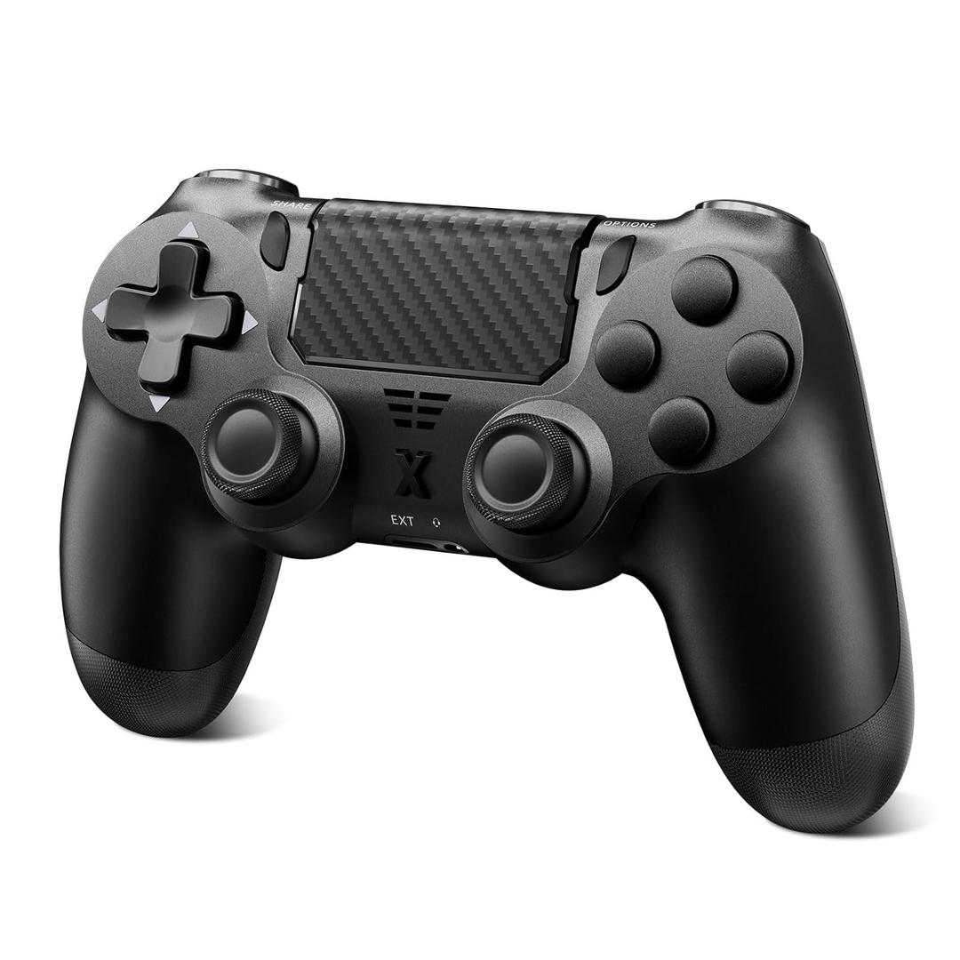 Quevati Wireless Controller for PS-4, Dual Vibration Game Joystick/Motion Sensing/Touchpad/Speaker/3.5mm Audio Jack Headphone, Upgraded Six-Axis Sensor, Compatible with PS4/Slim/Pro Console/PC, Black