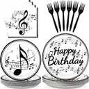 96 Pcs Music Birthday Party Supplies Music Notes Plates Napkins Disposable Music Birthday Tableware Set Music Theme Party Decorations for Baby Shower Concert Karaoke Music Birthday Party Decor Serve24