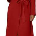 Ekouaer Robes for Women Long Sleeve Knit Kimono Bathrobe Soft Lightweight Loungewear Ladies Cotton Sleepwear (Red, XL)
