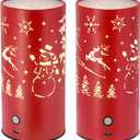 Christmas Table Lamp with Hollow-Out Design - Rechargeable Touch Control Dual Color LED, Warm/Cool White Metal Decor for Home Desk Party, 1200mAh Battery - 2pack(Red)