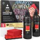 Arteza Chalkboard Cleaner Set with 2 Cleaners, 10-Ounces Each, 1 Microfiber Fabric Towel, 2 Magic Sponges & 1 Magnetic Eraser, Office Supplies for Chalkboards, Blackboards & Glass Surfaces