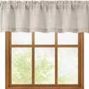 OWENIE Linen Valances for Windows 1 Pcs, Light Filtering Textured Farmhouse Short Small Valance Curtains for Bathroom Basement Living Room Bedroom, Rod Pocket Half Curtains Over Sink, 60Wx14L Inch