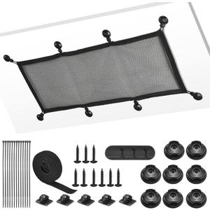 Cable Management Net Under Desk Kit, ZZM Privacy Mesh Cable Manager Flexible Under Desk Wire Net Large Capacity Cord Organizer Net for Office,Standing Desk, Home, 26 X 10 Inches