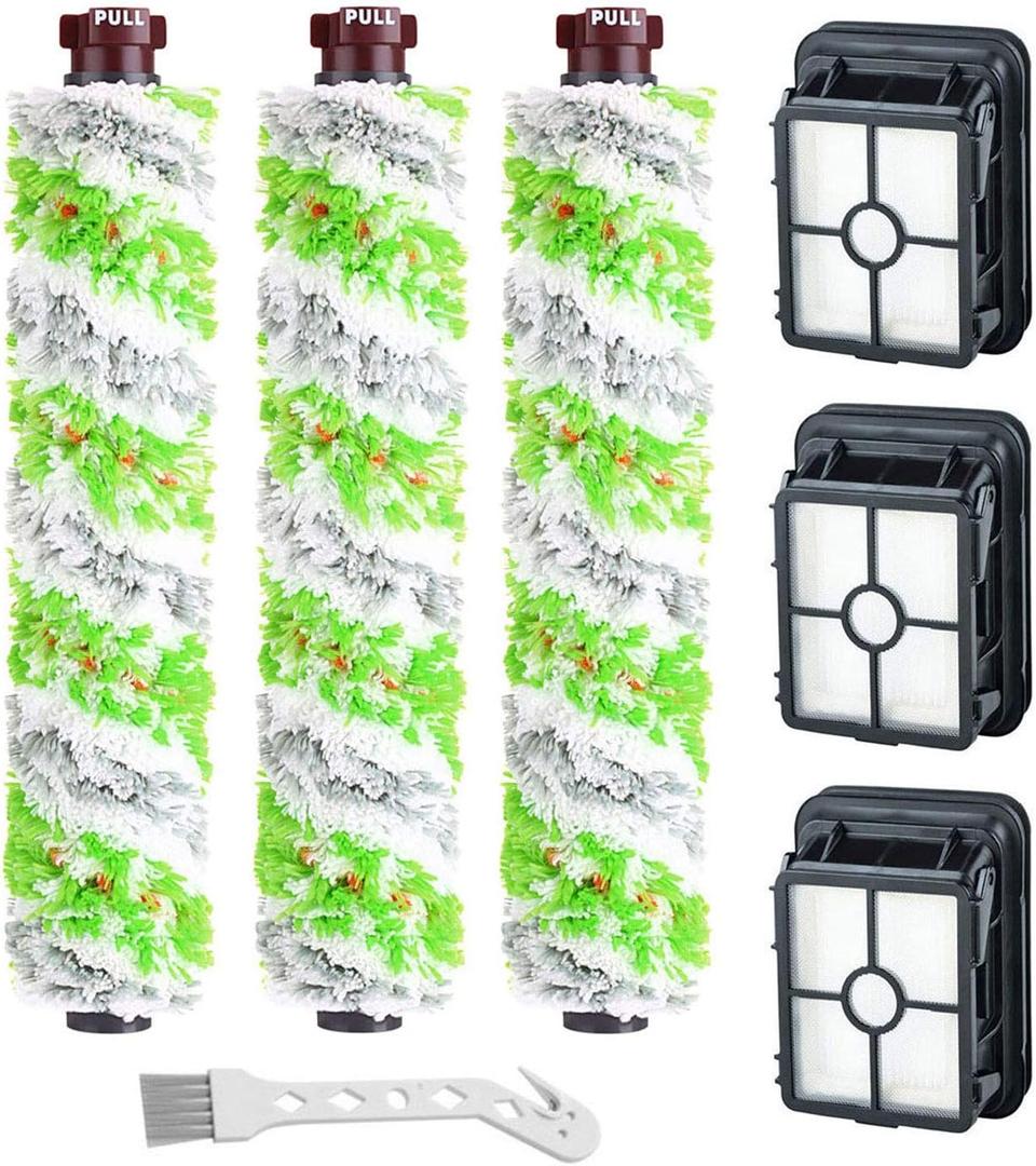 Lemige Brush Filter Replacement Parts for Bissell CrossWave Vacuum 3888A 1785 Pet Pro 2306A Cordless Wet Dry Vac, 3 Pack 2460 Multi-Surface Pet Brush Roll & 1866 Vacuum Filter, Part 1613568 1608684