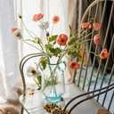 DUYONE Artificial Flowers 6 Stems Poppy Silk Bouquet,for Wedding, Home, Party Decoration,Table Centerpiece Arrangement(Orange Pink 6pcs)