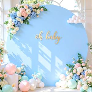 6.6 FT Baby Blue Round Backdrop Cover for Circle Balloon Arch Stand Stretchy Circle Arch Backdrop Covers for Wedding Arch Baby Shower Birthday Party Photo Shoot Photography Arch Background Decorations