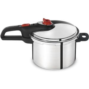 T-fal P2614634 Secure Aluminum Initiatives 12-PSI Pressure Cooker Cookware, 6-Quart, Siver