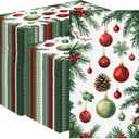 3-Ply Christmas Paper Napkins Disposable: Guest Dinner Hand Towels, Xmas Table Decorative for Bathroom Home Kitchen, Holiday Cocktail Party Decor, Red White Green (4.3x7.9 Inches, Count, 100)