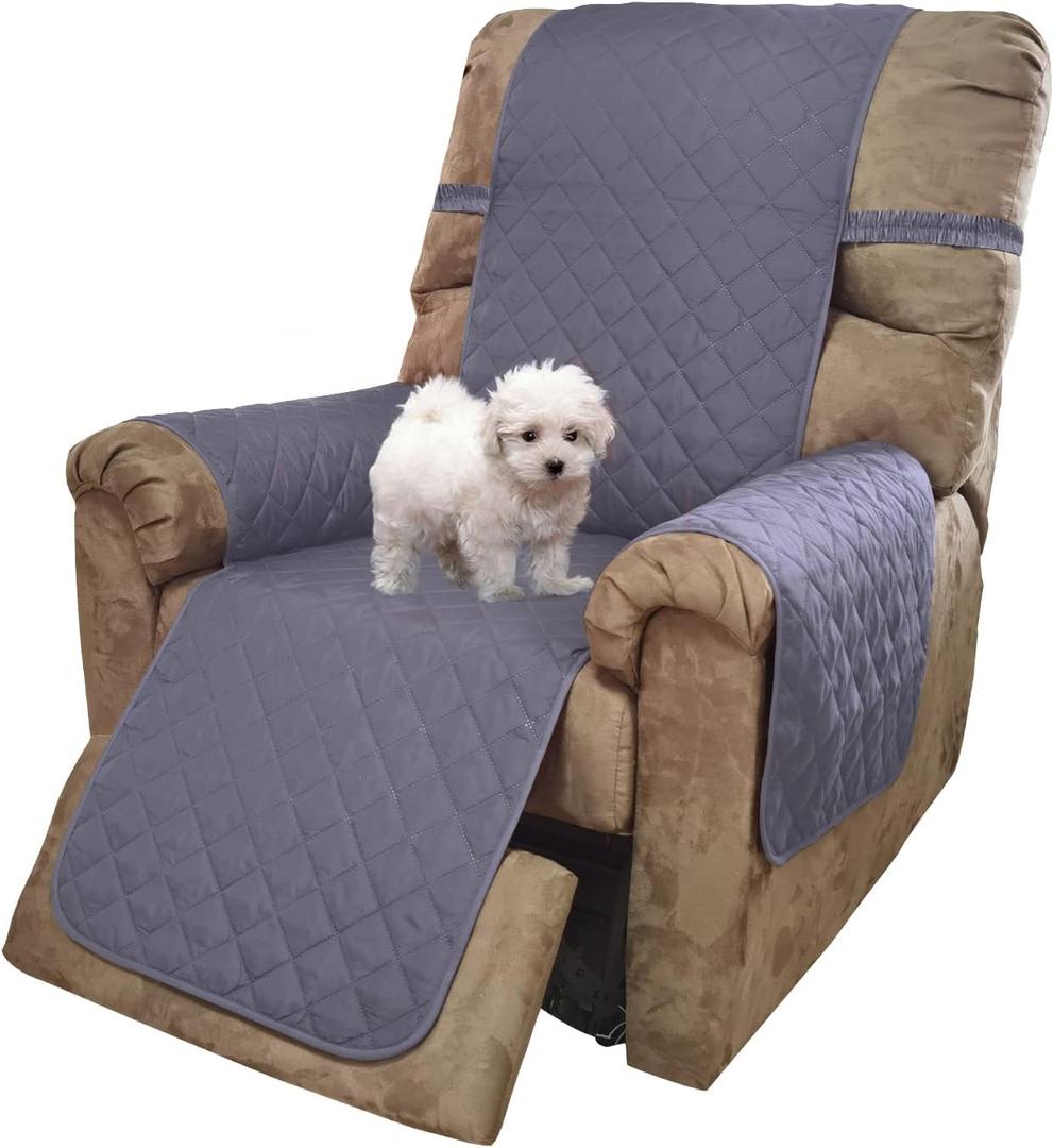 U-NICE HOME Recliner Chair Covers Reversible Chair Cover Pet Covers for Dogs with Elastic Straps Water Resistant Diamond Quilted (23''Recliner Small, Dark Grey/Light Grey)
