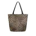 Naanle Animal Print Canvas Tote Bag Large Women Casual Shoulder Bag Handbag, Leopard Print Reusable Multipurpose Heavy Duty Shopping Grocery Cotton Bag for Outdoors.