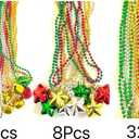 100 Pcs with 6 Styles Christmas Party Beads Necklaces Red Green Gold Silver Snowflake Santa Jingle Bell Holiday Beads Necklaces Christmas Tree Party Decorations