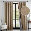 RYB HOME Linen Textured 100% Blackout Curtains for Bedroom, Insulating Energy Saving Window Curtains for Living Room Dining Patio Sliding Glass Door, Wide 52 x Long 84 inch, Burlap, 2 Panels