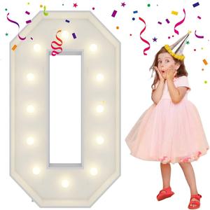 4FT Light Up Numbers Letters, Mosaic Numbers for Balloons, Giant Marquee Numbers, Mosaic Balloon Number 0 for 30th 40th 50th Birthday Decorations,60th 70th Anniversary Party Decor