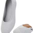 Puxowe Women's Ballet Flats Breathable Knit Slip On Comfortable Round Toe Walking Shoes with Arch Support Insole for Work, Size 8