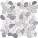 Diflart Pebble Tile for Shower Floor, Gray and White Oval, 5 Sheets, Pebble Backsplash for Kitchen Bathroom Wall and Floor Tile (11.8x11.8 Inch)