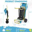 2-in-1 Beach Cart with Big Wheels for Sand | Folding Utility Wagon with Chair Holder, Cooler Bag, Mesh Storage, 4 Cup Holders, Umbrella Rack, Supports 100 lbs