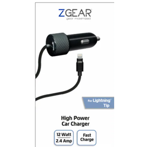 ZGear High Power Lightning Cable Car Charger - Black