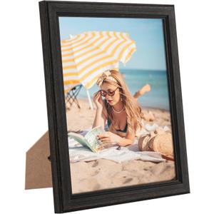 8x10 Wood Frames Set Black, Natural Wooden 10x8in Picture Frames, Modern Golden 8 x 10inch Gallery Photo Pic Frame with HD Plexiglass, Horizontal Vertical Wall Mounting Tabletop Display 1Pcs