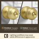 Brushed Gold Flat Ball Door Knob with Lock, Keyless Privacy Round Design Doorknob for Bathrooms/Bedrooms, Satin Brass Finish