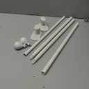 Adjustable Curtain Rods for Windows No Drilling 32 to 58 in, USFOOK 5/8 Inch No Drill Drapery Rod with 3M Adhesive Brackets, Renter Friendly Curtain Pole with White Round Finials